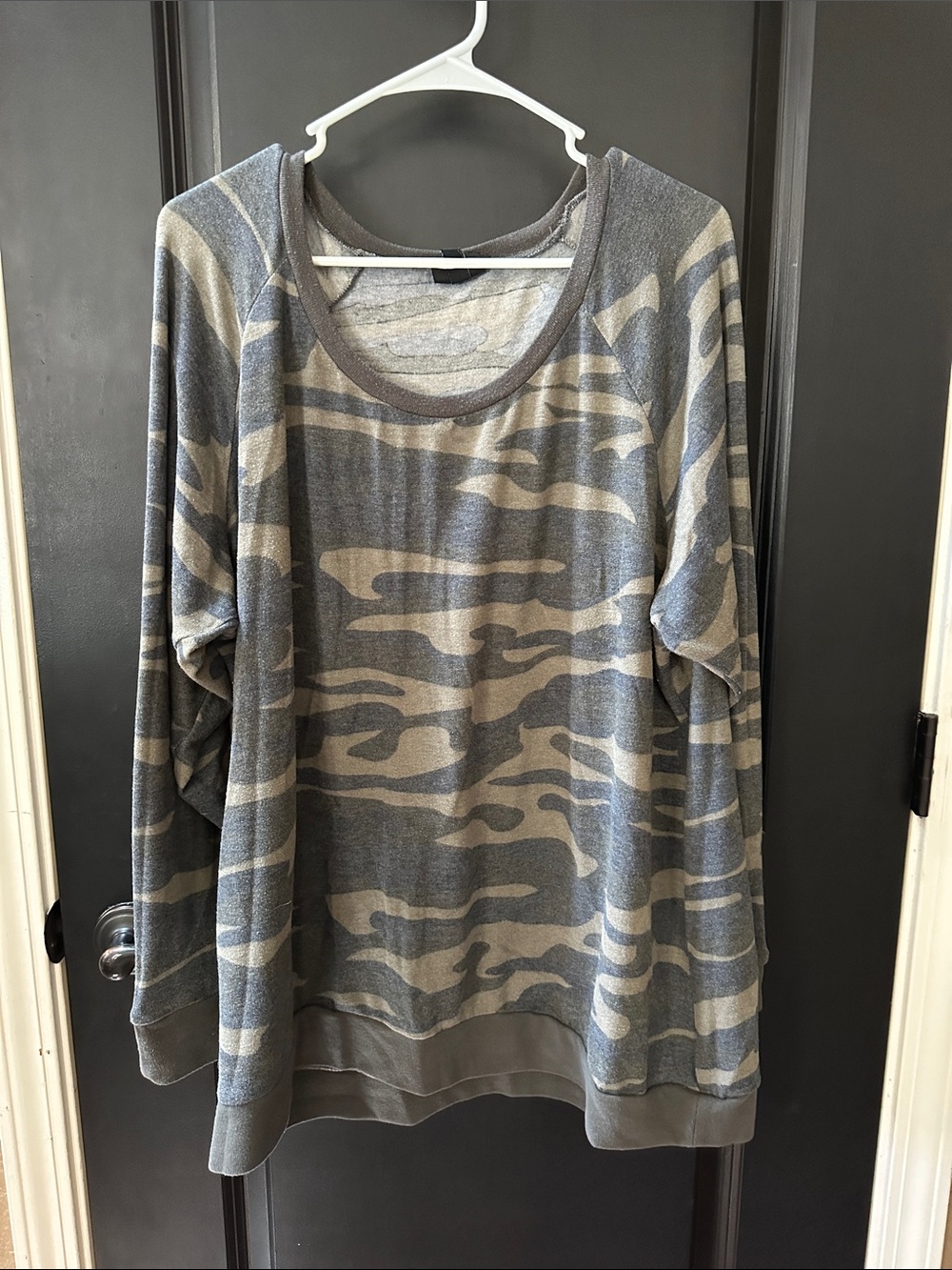 torrid Gray and Tan Camo Pullover Sweatshirt